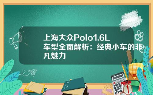 上海大众Polo1.6L车型全面解析：经典小车的非凡魅力