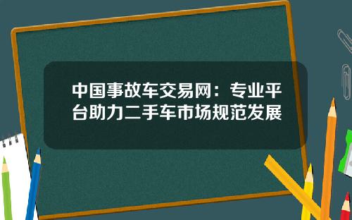 中国事故车交易网：专业平台助力二手车市场规范发展