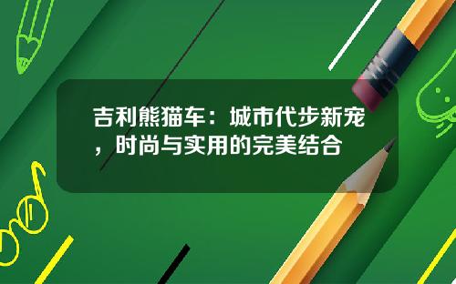 吉利熊猫车：城市代步新宠，时尚与实用的完美结合