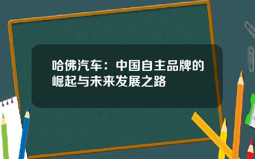 哈佛汽车：中国自主品牌的崛起与未来发展之路