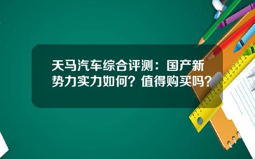天马汽车综合评测：国产新势力实力如何？值得购买吗？