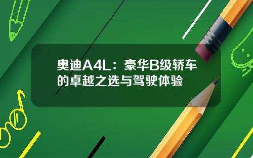奥迪A4L：豪华B级轿车的卓越之选与驾驶体验