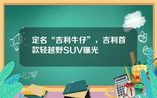 定名“吉利牛仔”，吉利首款轻越野SUV曝光