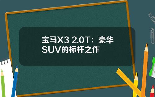 宝马X3 2.0T：豪华SUV的标杆之作