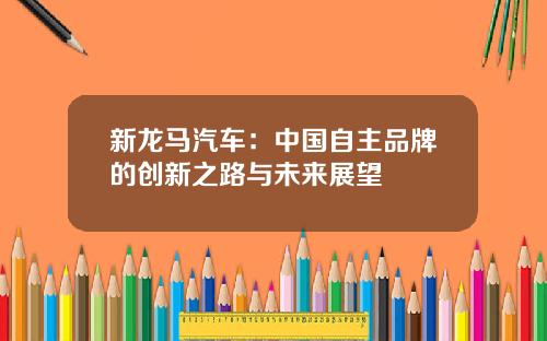 新龙马汽车：中国自主品牌的创新之路与未来展望