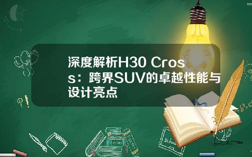 深度解析H30 Cross：跨界SUV的卓越性能与设计亮点