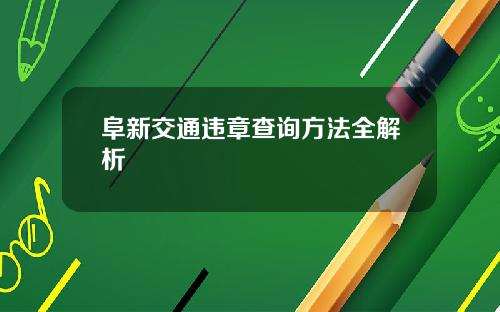 阜新交通违章查询方法全解析