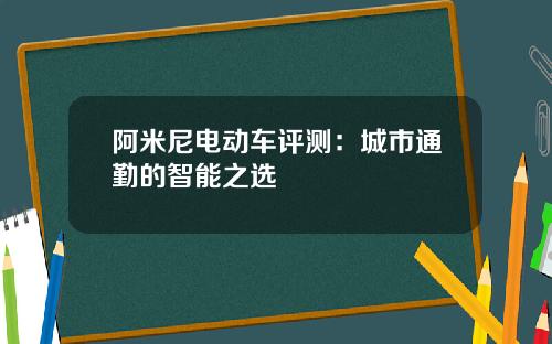 阿米尼电动车评测：城市通勤的智能之选