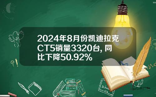 2024年8月份凯迪拉克CT5销量3320台, 同比下降50.92%