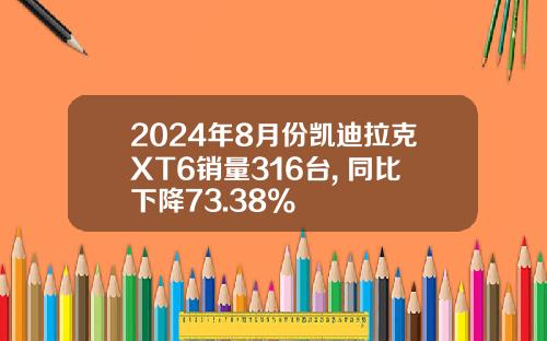 2024年8月份凯迪拉克XT6销量316台, 同比下降73.38%