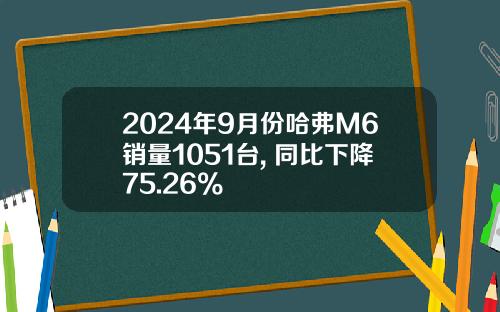 2024年9月份哈弗M6销量1051台, 同比下降75.26%