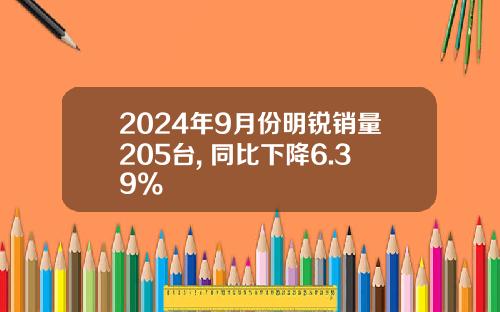 2024年9月份明锐销量205台, 同比下降6.39%