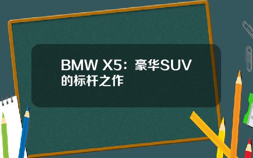 BMW X5：豪华SUV的标杆之作