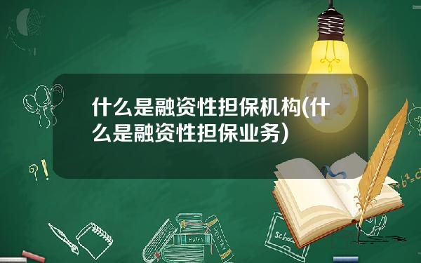 什么是融资性担保机构(什么是融资性担保业务)