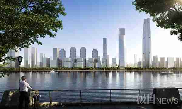武昌江边将竖起两栋超高层地标，武汉长江中心底板浇筑，高383米